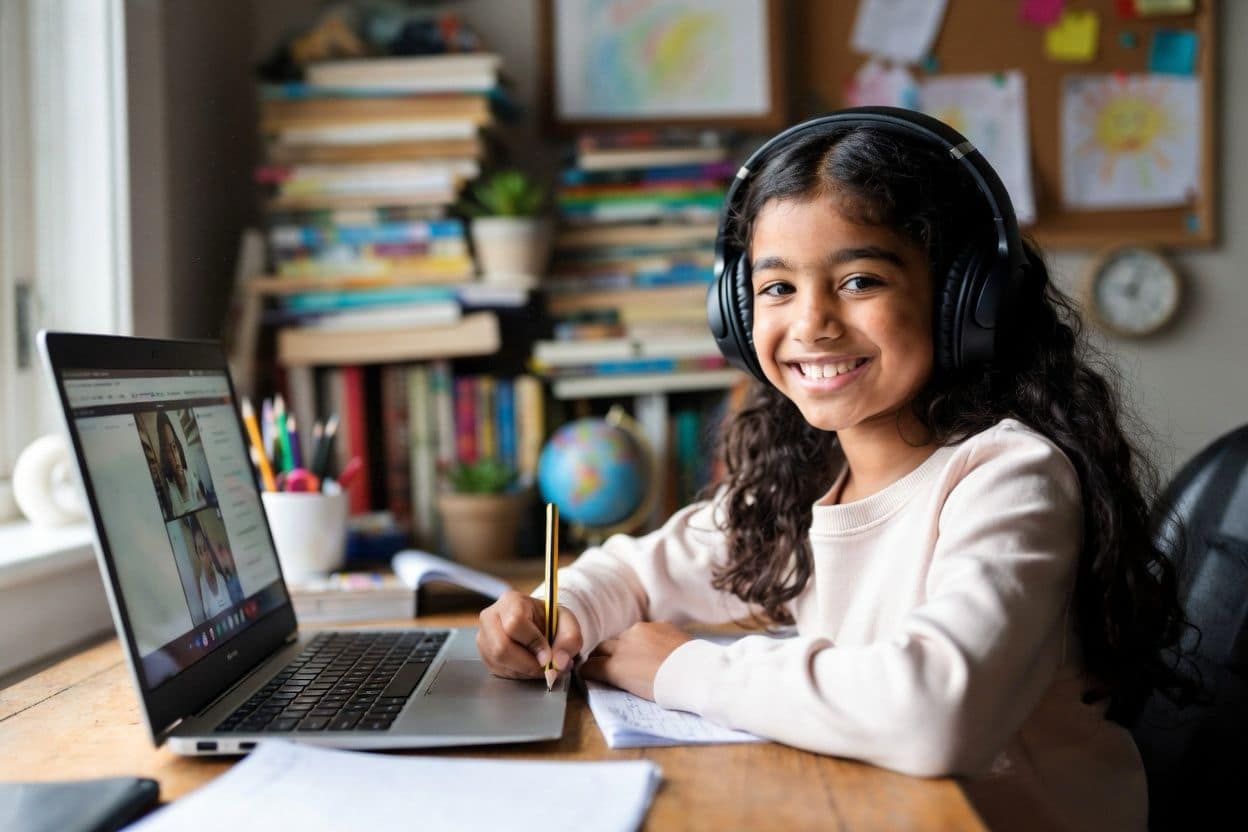Child working on writing exercises in LTWN's live online writing class for kids grades 2–12